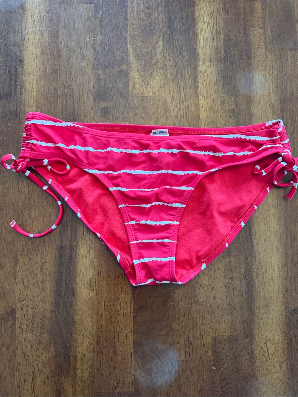 Old‎ Navy Red Bikini Bottoms with White Stripe Accents
